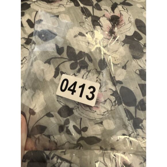 Charter Club Womens Linen XXL Black Pink Gray Floral Button Up NWT Roll Tab NEW - Picture 10 of 10
